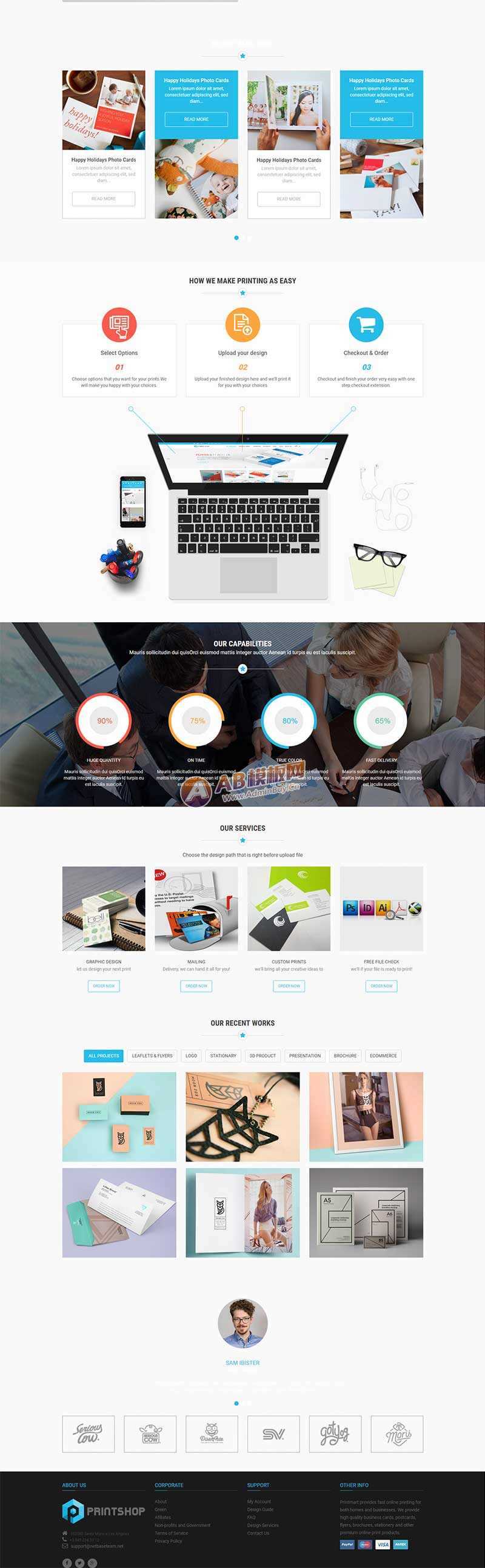 图片[2] - 蓝色的响应式名片印刷公司网站html模板 - 觅资源