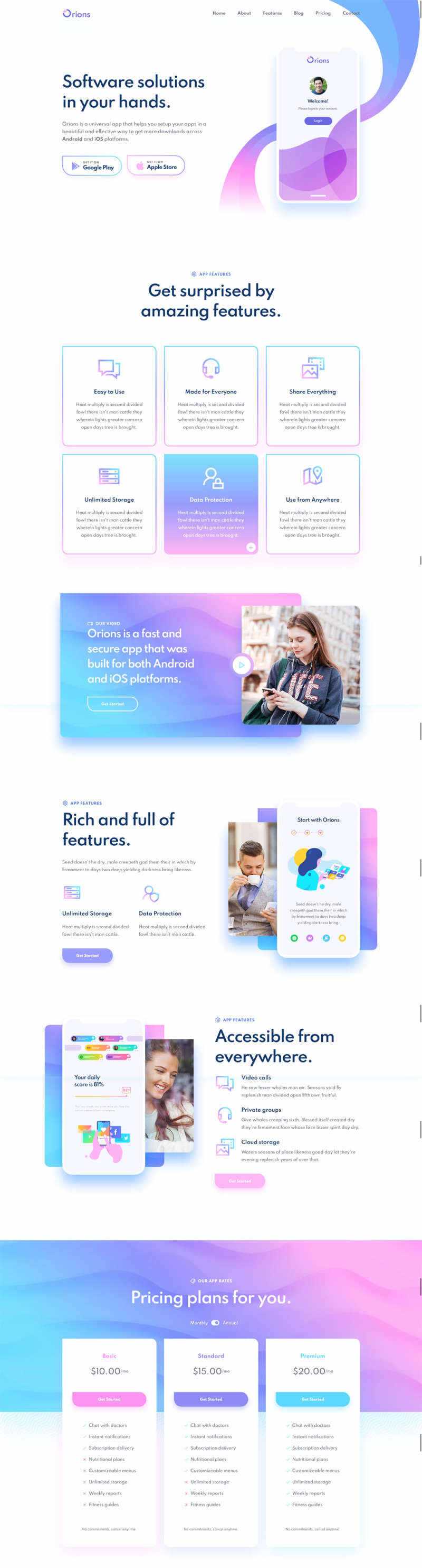 响应式app应用程序网页模板 - 觅资源