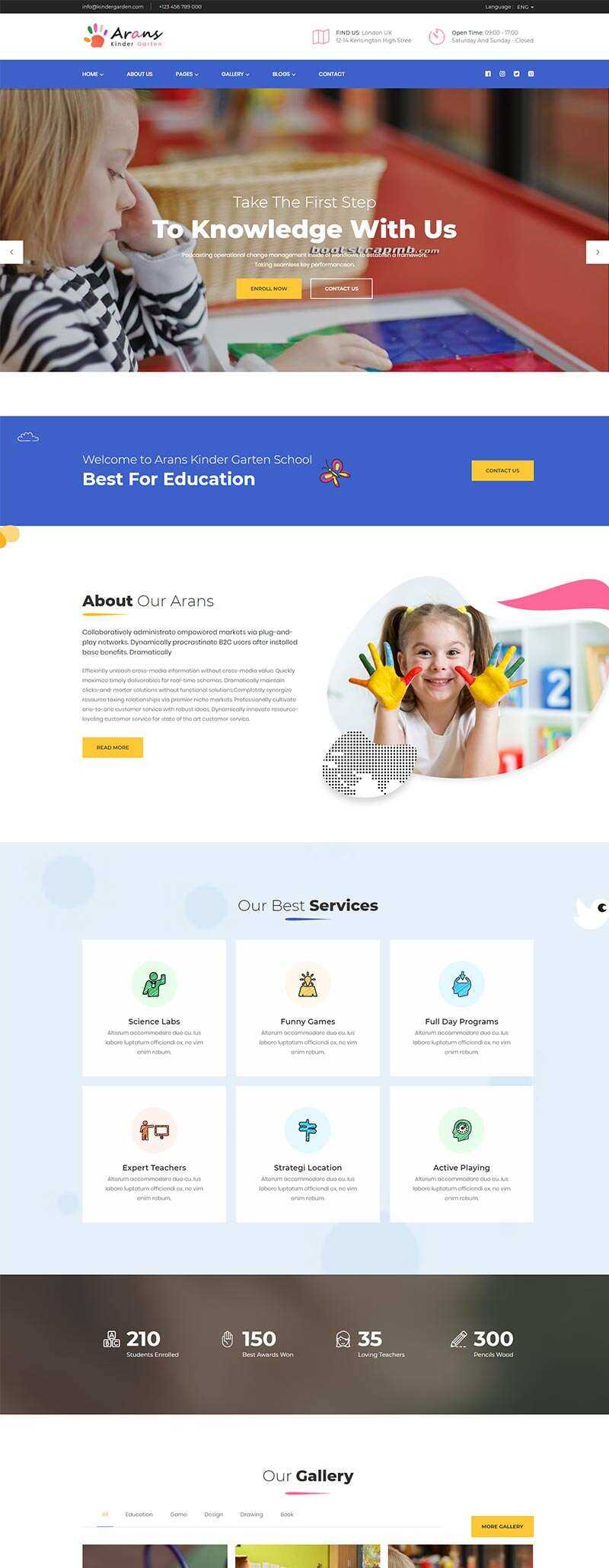 Bootstrap响应式幼儿园早教中心网站html模板 - 觅资源