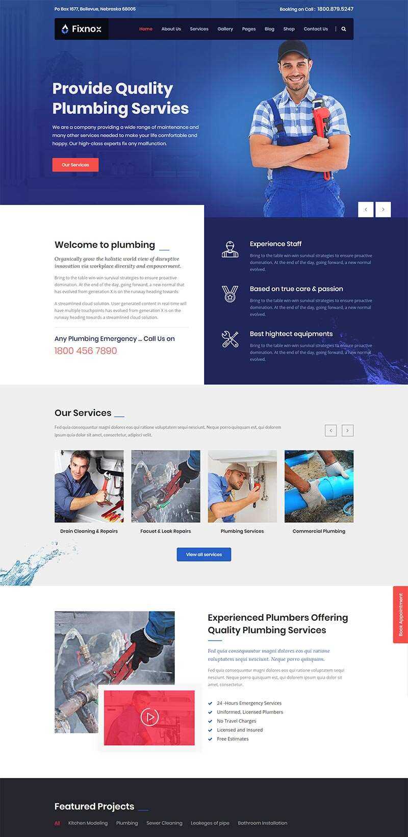 Bootstrap管道修理家政保洁公司网站html模板 - 觅资源