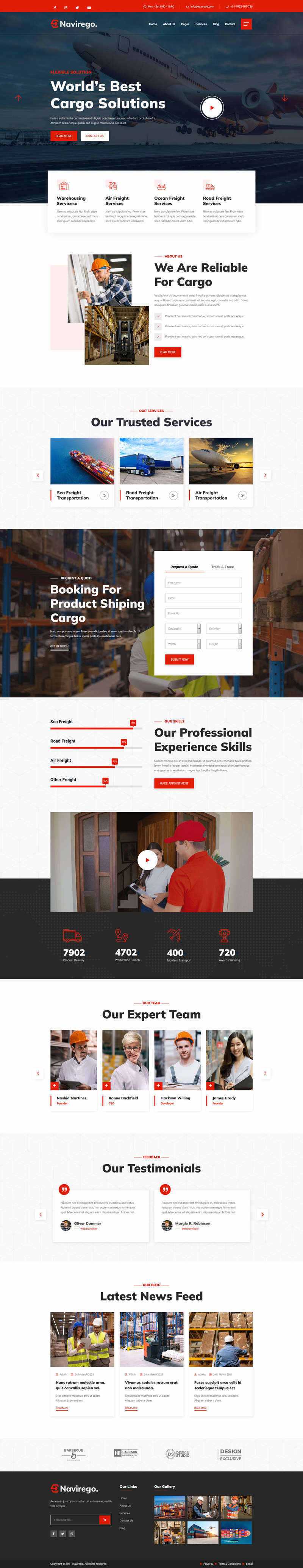 bootstrap红色的物流快递公司网站HTML模板 - 觅资源