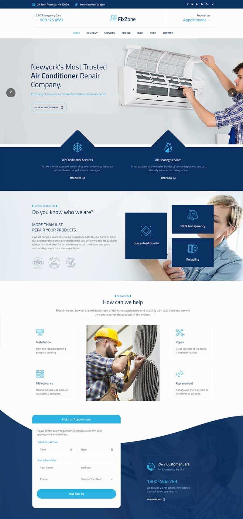 Bootstrap空调电器维修服务网站HTML模板 - 觅资源