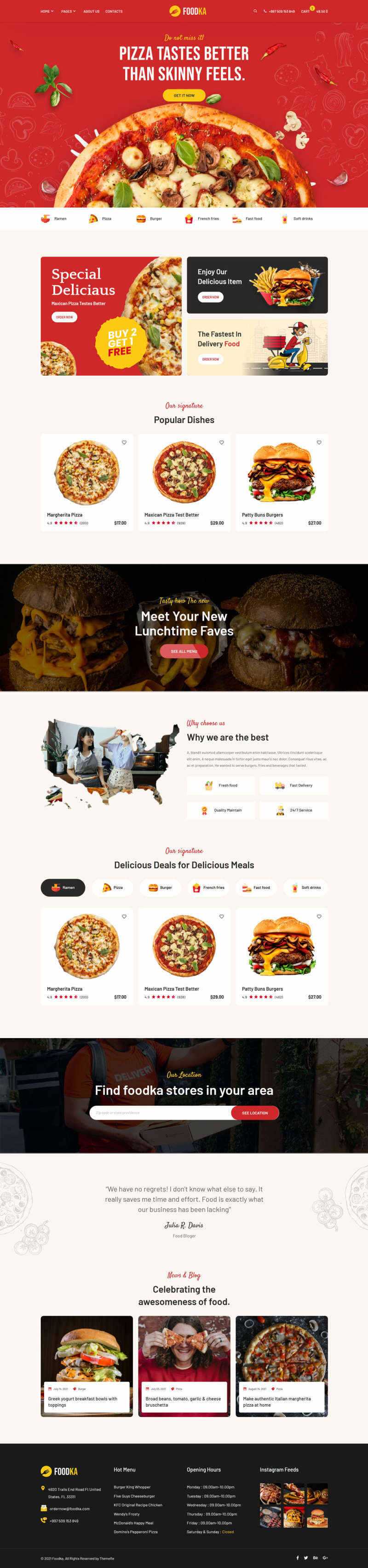 bootstrap响应式披萨店铺外卖配送HTML模板 - 觅资源