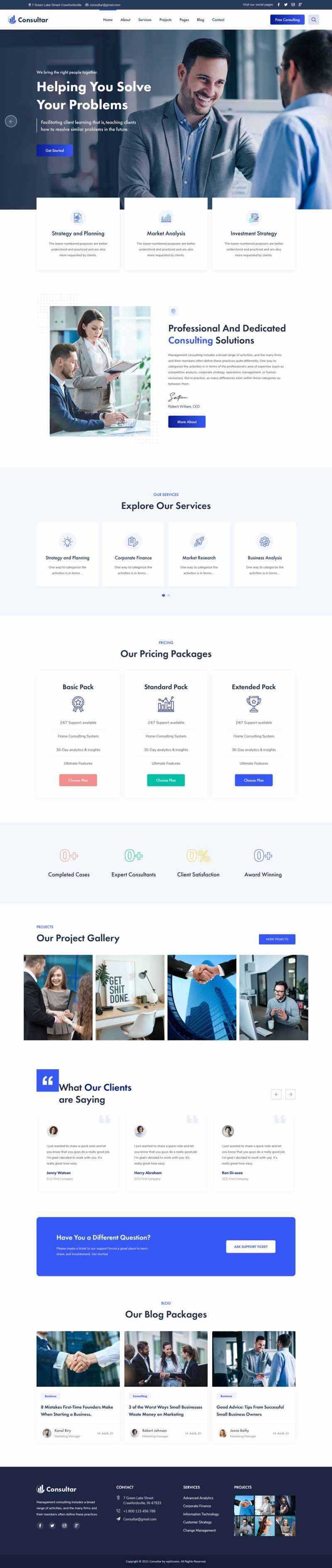 响应式商业咨询解决方案HTML5网站模板 - 觅资源