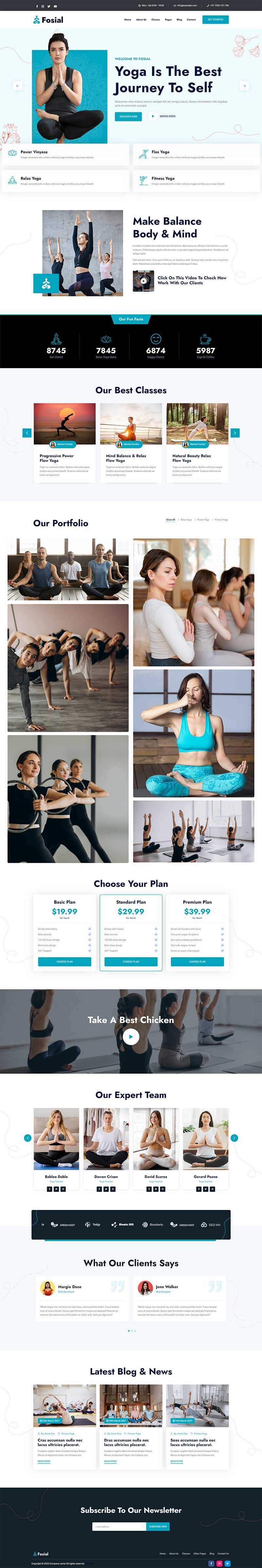 瑜伽培训机构HTML5网站模板 - 觅资源