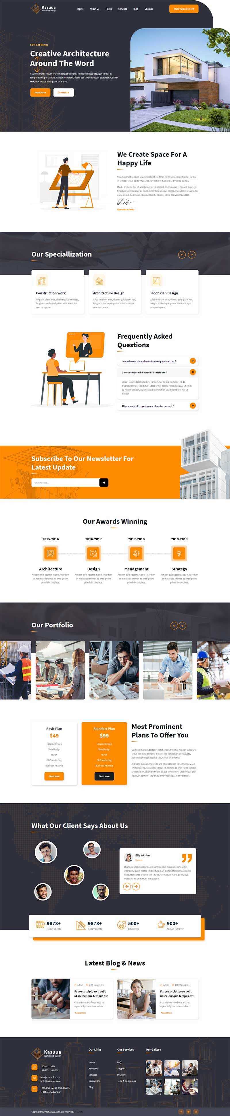 bootstrap建筑设计公司官网HTML模板 - 觅资源