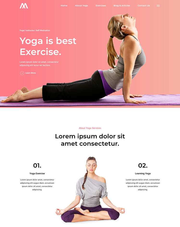 瑜伽馆瑜伽培训中心网站html5模板 - 觅资源