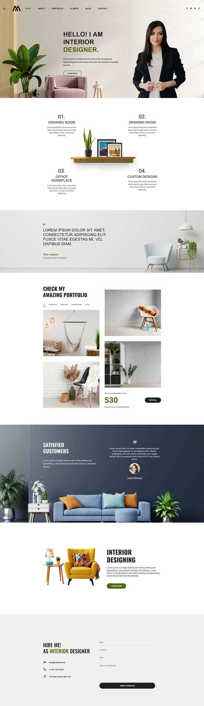 室内设计师个人作品简历html5模板 - 觅资源