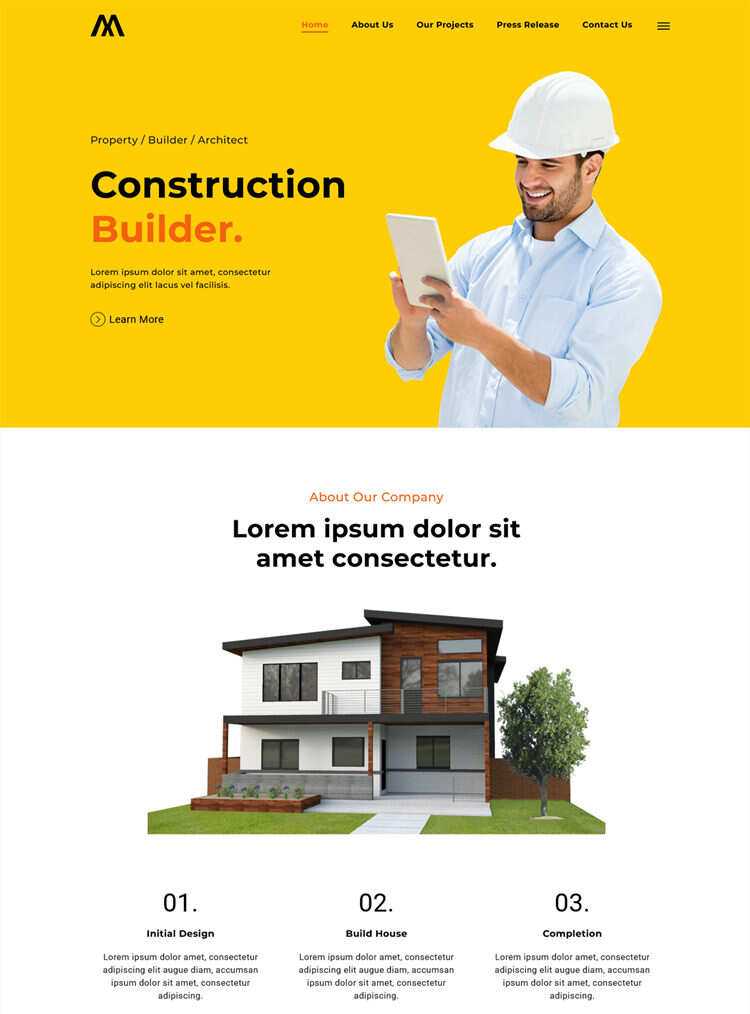 房地产建筑开发商网站html5模板 - 觅资源