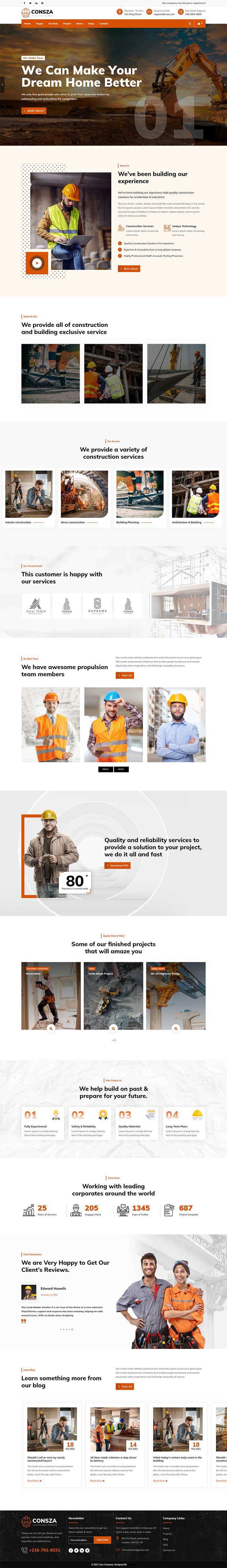 响应式房地产建筑工程企业网站HTML5模板 - 觅资源