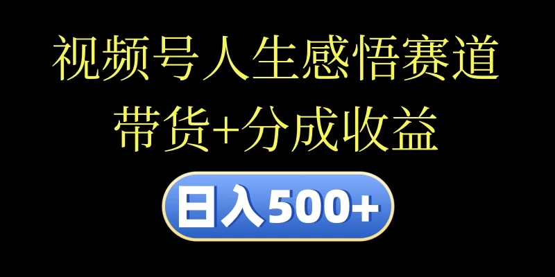 视频号人生感悟赛道，带货+分成收益，日入500+，10分钟做一个视频 - 觅资源