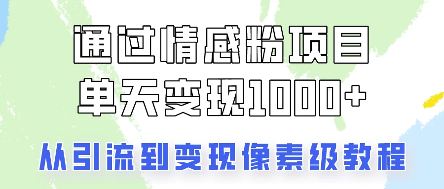 关于情感粉变现项目，我是怎么做到单天赚1000+的？从引流到变现像素级教程 - 觅资源