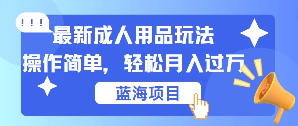 最新成人用品项目玩法，操作简单，蓝海项目轻松月入过万 - 觅资源