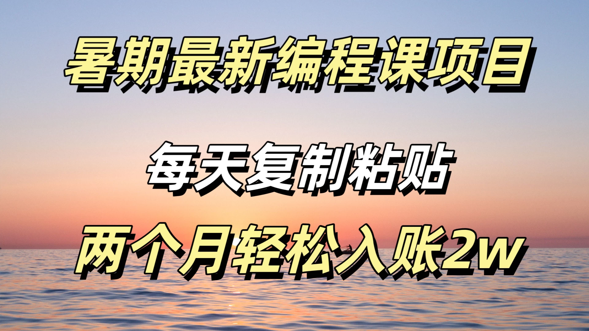 暑期最新编程课项目，简单易上手，只需复制粘贴，2w轻松到手 - 觅资源