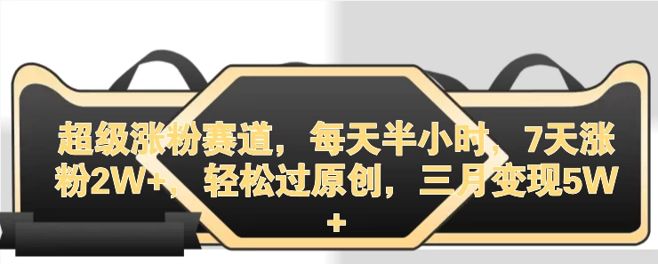 超级涨粉赛道，每天半小时，7天涨粉2W+，轻松过原创，三月变现5W+ - 觅资源