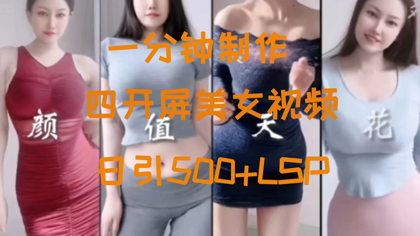 S粉新玩法，流量爆炸，美女视频四开屏，日引500+ - 觅资源