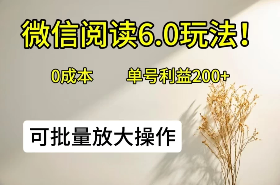 微信阅读6.0玩法！0撸，单号利益200+，可批量放大操作 - 觅资源
