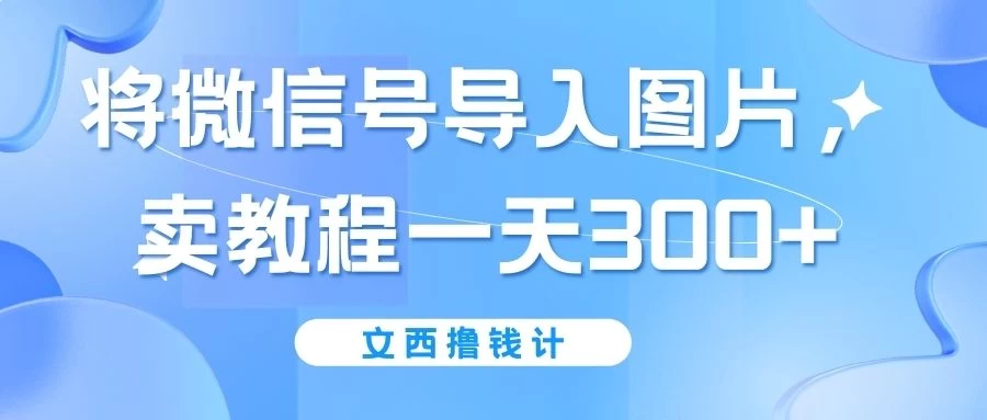 将微信号导入图片，卖教程一天300+（无脑操作！有手就会！） - 觅资源
