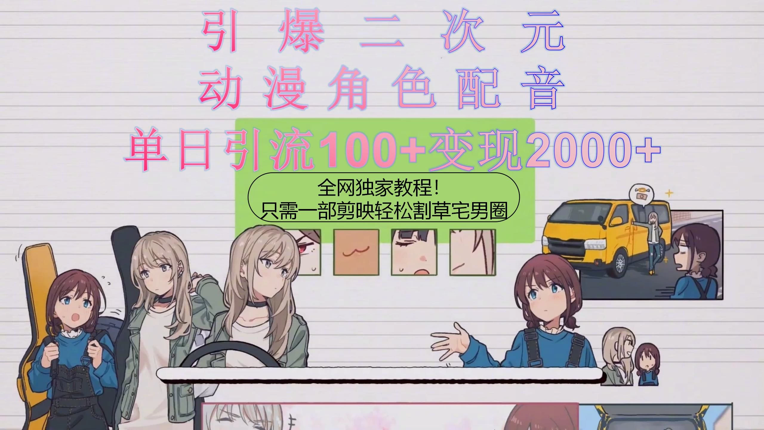 引爆二次元，用动漫角色配音割草宅男圈，只需一个剪映，轻松一天引流100+变现2000+！ - 觅资源