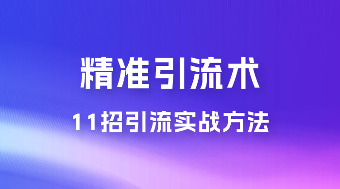 精准引流术：11 招引流实战方法，让你私域流量加到爆（共 11 课） - 觅资源