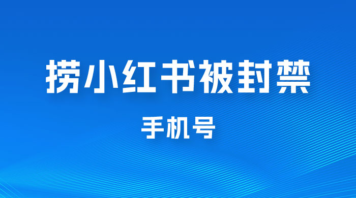 捞小红书被封禁手机号，小红书被封号禁言账号手机换绑 - 觅资源