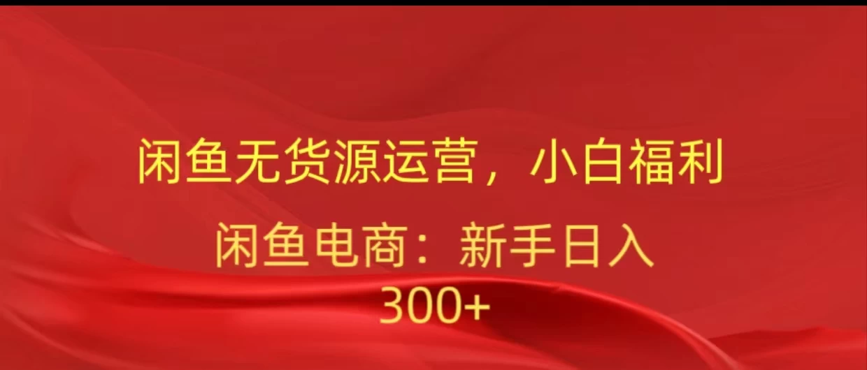 闲鱼无货源运营，小白福利，日入300+，轻松月入过万！ - 觅资源