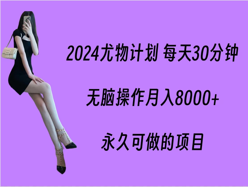 2024尤物计划 每天30分钟，无脑操作月入8000+，永久可做的项目 - 觅资源