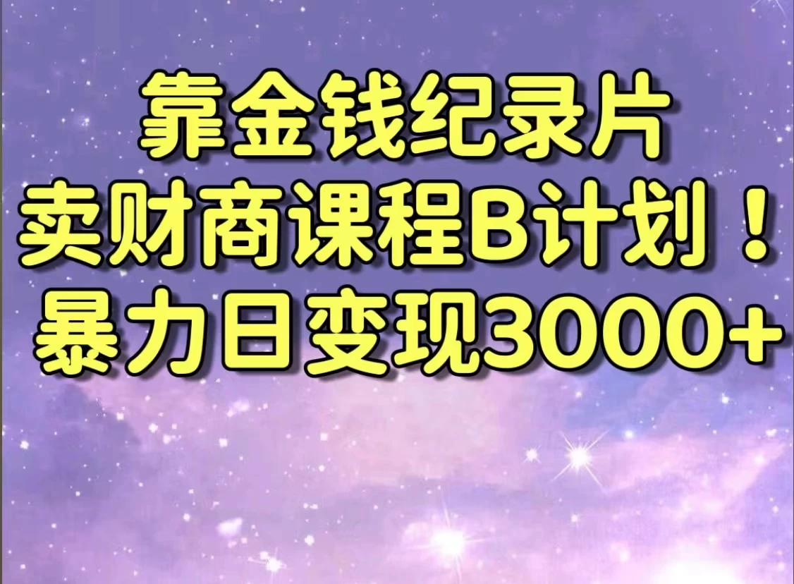 靠金钱纪录片卖财商课程，暴力日变现3000+，喂饭级干货教学！！ - 觅资源