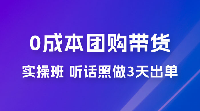 点金手 0 成本团购带货实操班，听话照做 3 天出单 - 觅资源