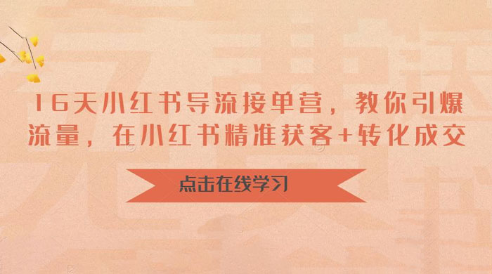 16 天小红书导流接单营：教你引爆流量，在小红书精准获客+转化成交 - 觅资源