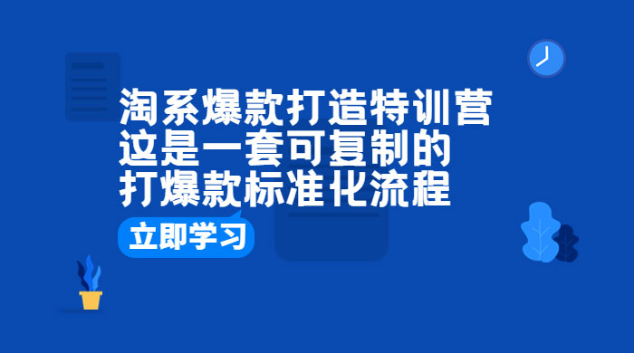 淘系爆款打造特训营：这是一套可复制的打爆款标准化流程 - 觅资源