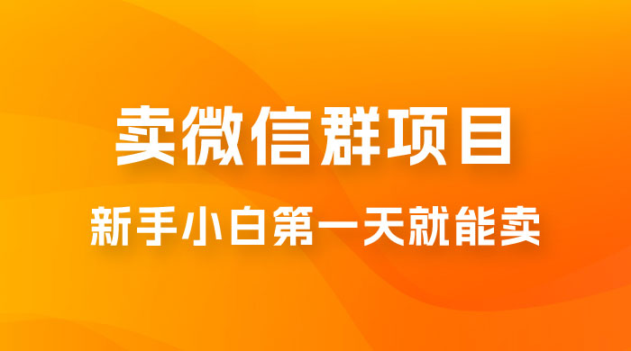 最新卖微信群项目玩法拆解：新手小白第一天就能卖，日入 300+ - 觅资源