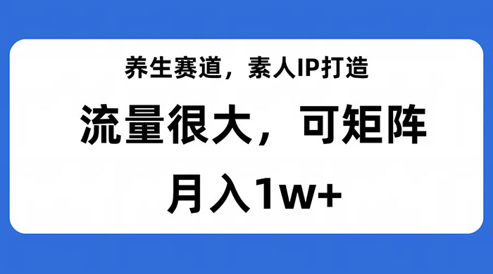 养生赛道，素人IP打造，流量很大，可矩阵，月入1w+ - 觅资源