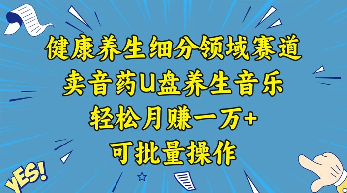 健康养生细分领域赛道，卖音药U盘养生音乐，轻松月赚一万+，可批量操作 - 觅资源