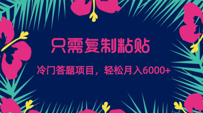 只需复制粘贴，冷门答题项目，轻松月入 6000 - 觅资源