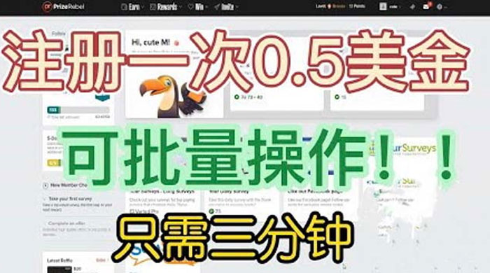 国外注册一次 0.5 美金项目：只需三分钟无脑操作、小白工作室福利 - 觅资源