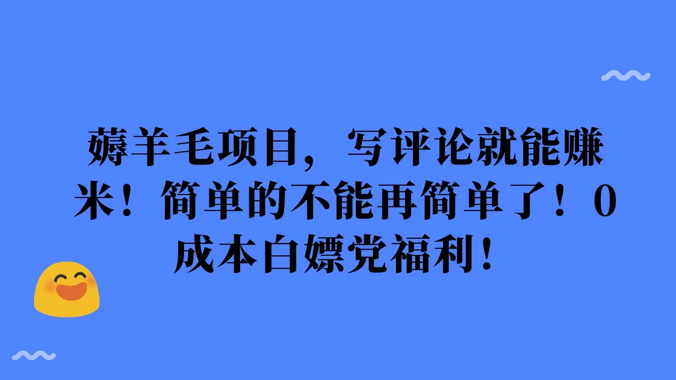 薅羊毛项目，写评论就能赚米！简单的不能再简单了！0成本白嫖党福利！ - 觅资源