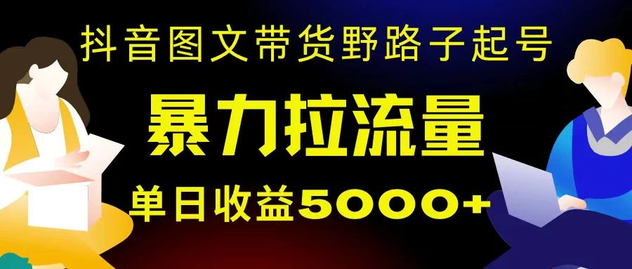 抖音图文带货暴力起号，单日收益 5000+，野路子玩法，简单易上手，一部手机即可 - 觅资源