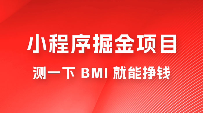 日入 300+ 的小程序掘金项目，测一下 BMI 就能挣钱 - 觅资源