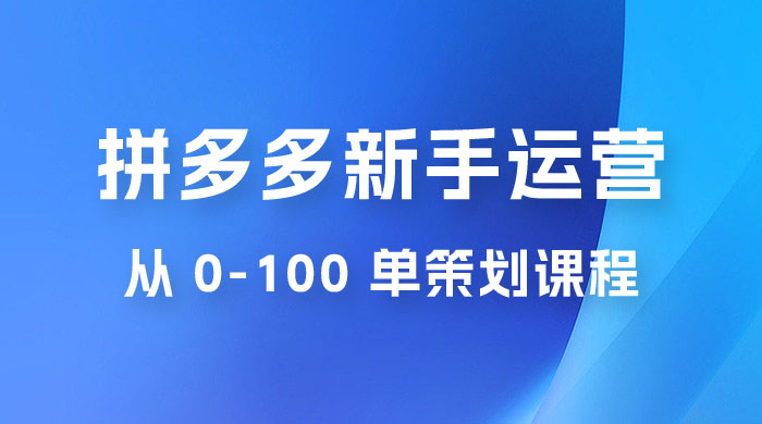 拼多多新手运营从 0-100 单策划课程，从零起步到爆单详细教程 - 觅资源
