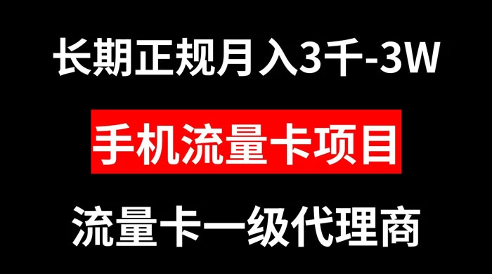 手机流量卡代理月入 3000-3w 长期正规项目 - 觅资源