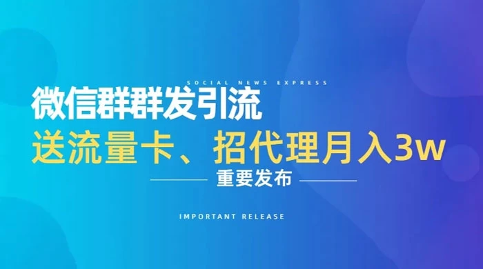 利用微信群卖流量卡，招代理，3 个月变现 11 万（附软件） - 觅资源
