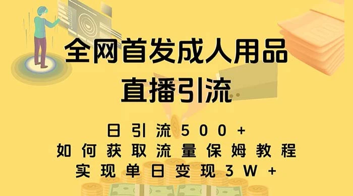 成人用品直播引流获客暴力玩法，单日引流500+，变现 3w+，保姆级教程 - 觅资源