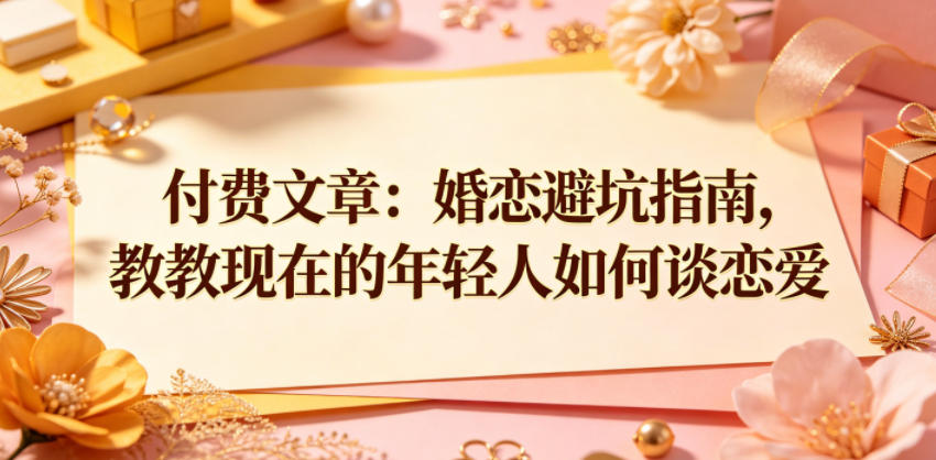 付费文章：婚恋避坑指南，教教现在的年轻人如何谈恋爱 - 觅资源