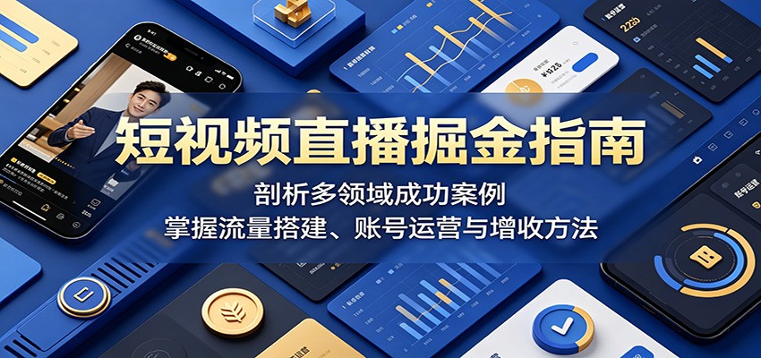 短视频直播掘金指南：剖析多领域成功案例，掌握流量搭建、账号运营与增收方法 - 觅资源