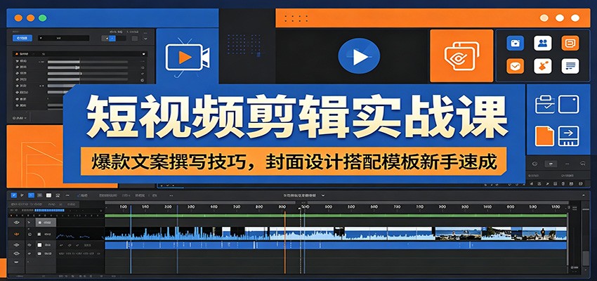 短视频剪辑实战课：爆款文案撰写技巧，封面设计搭配模板新手速成 - 觅资源