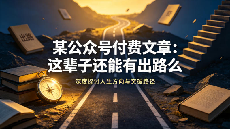 某公众号付费文章：这辈子还能有出路么 - 觅资源