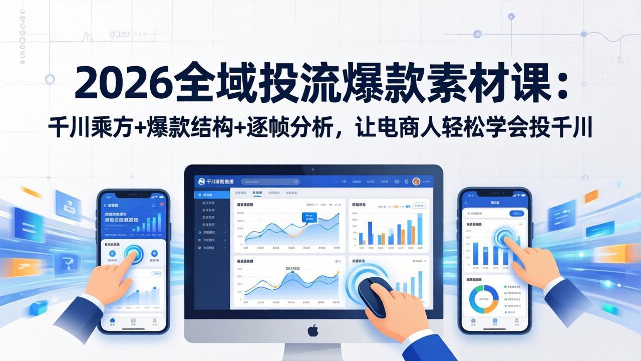 2026全域投流爆款素材课：千川乘方+爆款结构+逐帧分析，让电商人轻松学会投千川 - 觅资源
