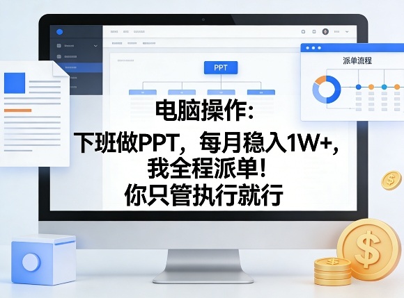 电脑操作：下班做PPT，每月稳入1W+，我全程派单！你只管执行就行【揭秘】 - 觅资源