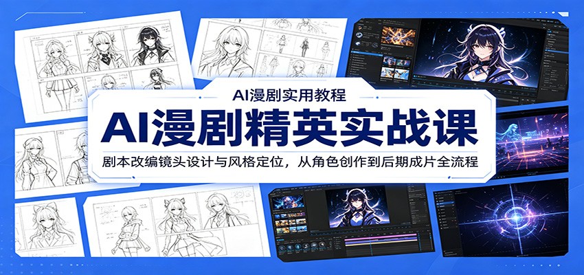 AI漫剧精英实战课：剧本改编镜头设计与风格定位，从角色创作到后期成片全流程 - 觅资源